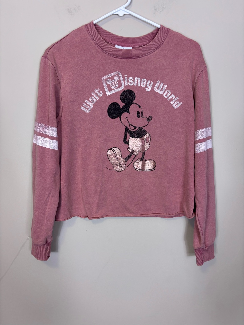 Disney Rose Pink Mickey Walt Disney World Graphic Pullover Sweatshirt Small